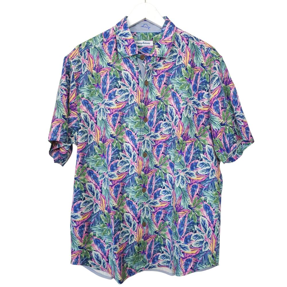 Tommy Bahama Forever Fuego Silk Camp Shirt M NWT Tropical Floral Rainbow Luxury